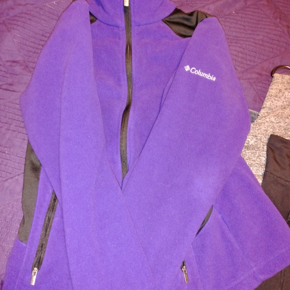 Columbia Women's Varsity Jacket in Purple and Black